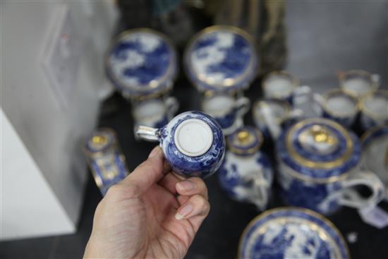 A Chinese export blue and white thirty one part tea and coffee set, Qianlong period,